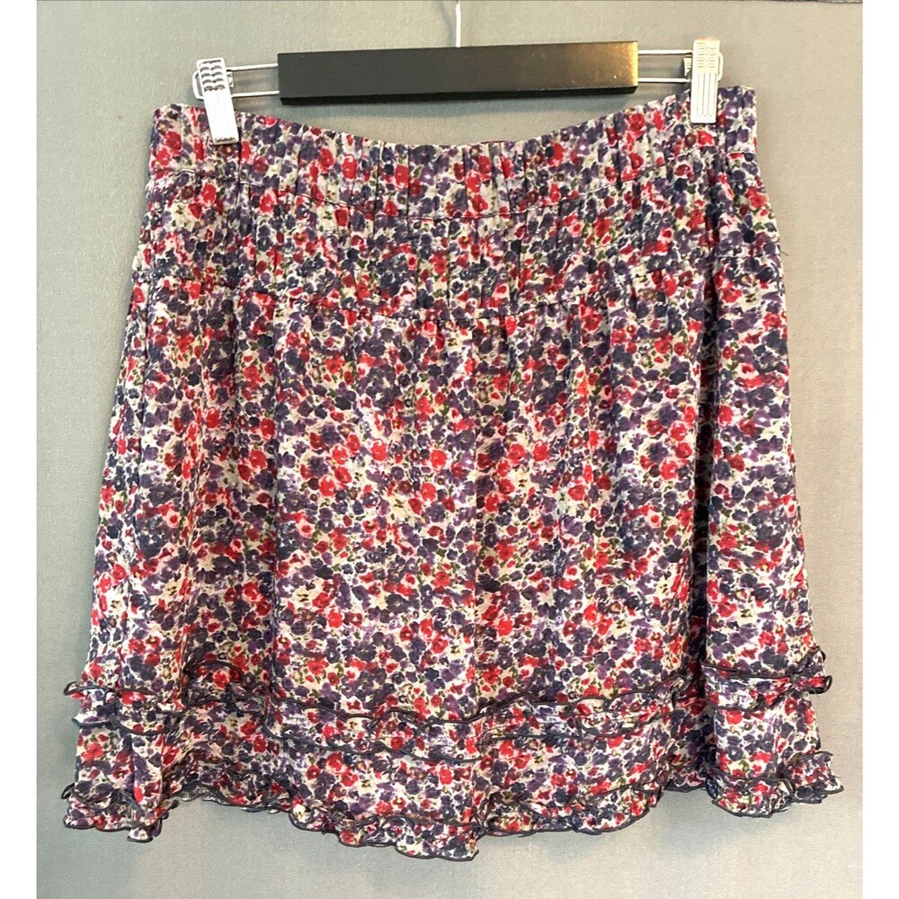 Y2K Esprit Ruffle Tiered Mini Skirt Sz 8 Colorful Floral Whimsigoth Cottage Boho